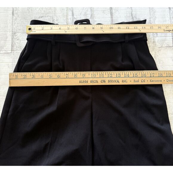 Express Womens Black High Rise Wide Leg Belted Trousers Career Pants Sz 8R - Picture 10 of 13